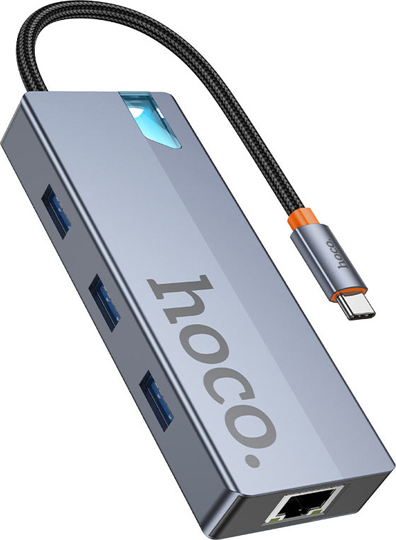 Док-станция для ноутбука Hoco HB51 6в1 Type-C - HDTV+RJ45+PD+USB3.0x3 (глубокий космический серый) — фото 5