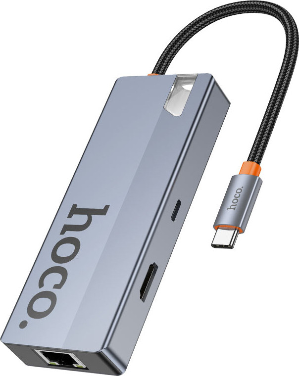 Док-станция для ноутбука Hoco HB51 6в1 Type-C - HDTV+RJ45+PD+USB3.0x3 (глубокий космический серый)