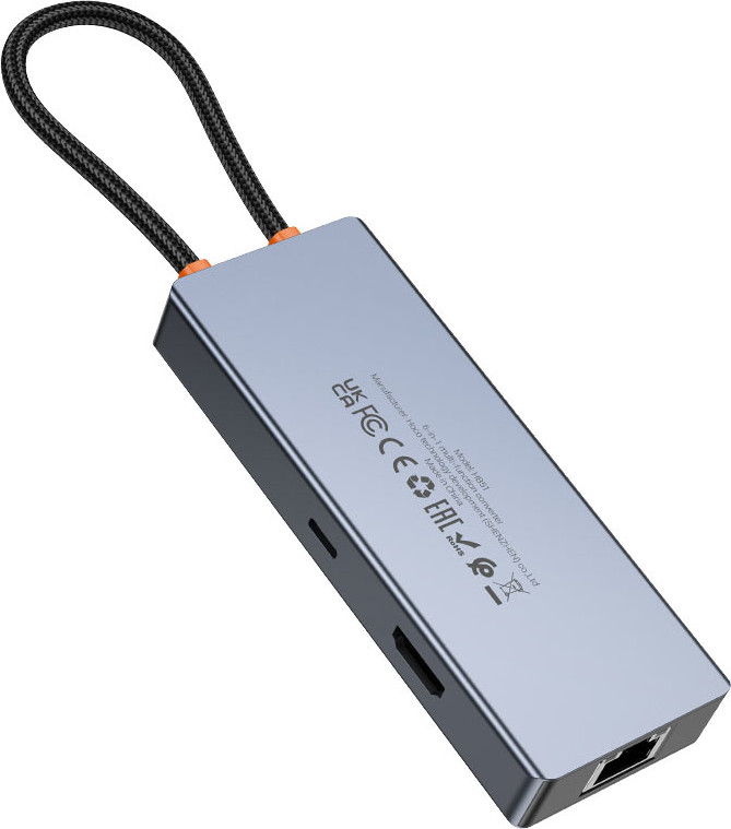 Док-станция для ноутбука Hoco HB51 6в1 Type-C - HDTV+RJ45+PD+USB3.0x3 (глубокий космический серый) — фото 2