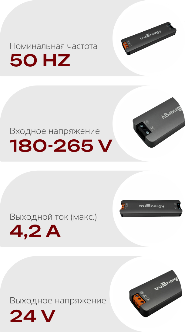 Блок питания для светодиодной ленты Truenergy 24V 100W IP20 / 17777 — фото 4