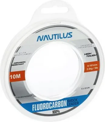 Леска флюорокарбоновая NAUTILUS Fluorocarbon Shock Leader 100% 0.181мм 2.2кг 10м New 06-42317279 (прозрачный)