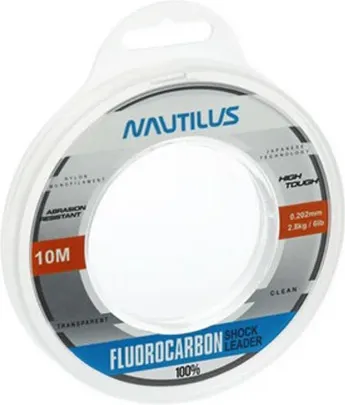 Леска флюорокарбоновая NAUTILUS Fluorocarbon Shock Leader 100% 0.202мм 2.8кг 10м New 06-42317280 (прозрачный)