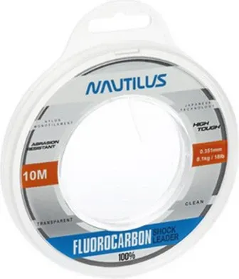 Леска флюорокарбоновая NAUTILUS Fluorocarbon Shock Leader 100% 0.351мм 8.1кг 10м New 06-42317286 (прозрачный)