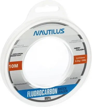Леска флюорокарбоновая NAUTILUS Fluorocarbon Shock Leader 100% 0.372мм 9.2кг 10м New 06-42317287 (прозрачный)