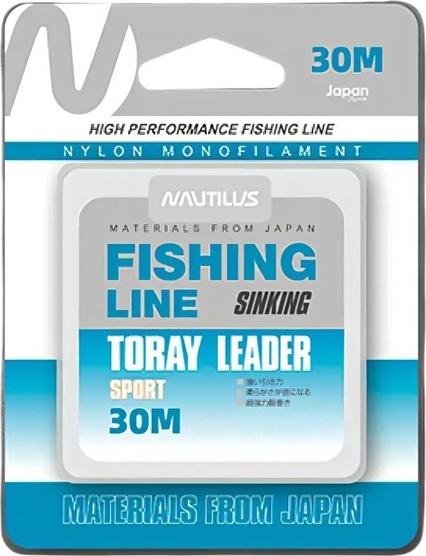 Леска монофильная NAUTILUS Toray Leader Sport 0.068мм 0.61кг 30м New 06-42317259 (прозрачный)