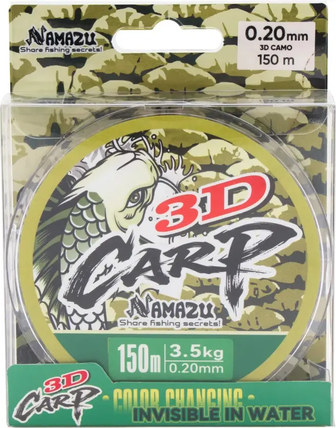 Леска монофильная Namazu 3D Carp d-0.20мм test-3.5кг 3D Camo / N3DC150-0.20 (150м) — фото 5
