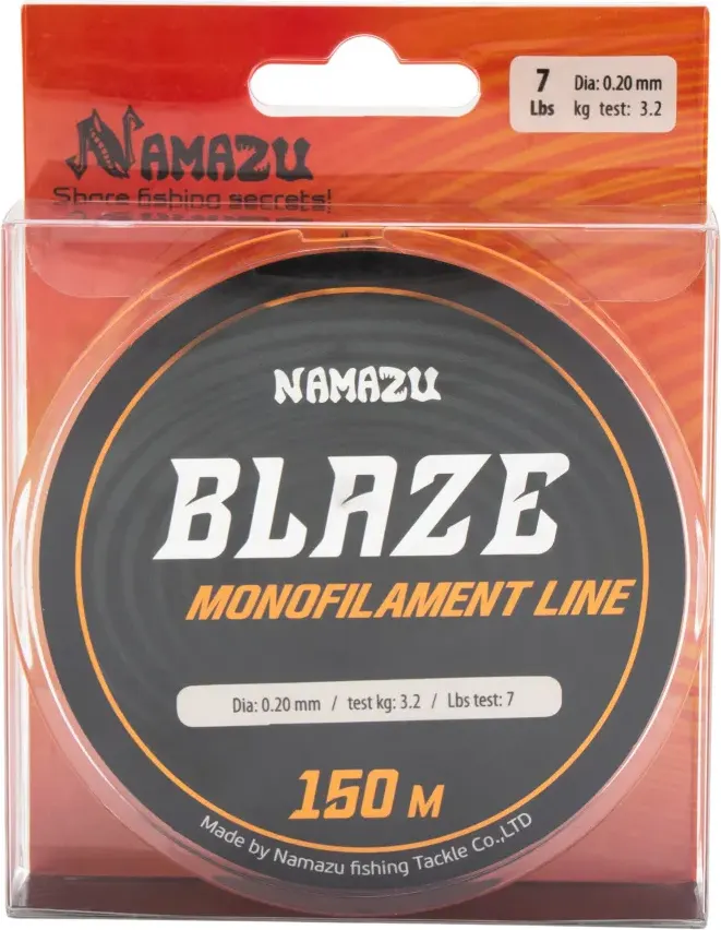 Леска монофильная Namazu Blaze d-0.20мм test-3.2кг / NB150-0.20 (150м, оранжевый) — фото 5