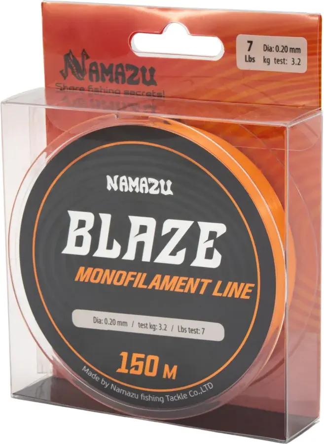 Леска монофильная Namazu Blaze d-0.20мм test-3.2кг / NB150-0.20 (150м, оранжевый) — фото 4