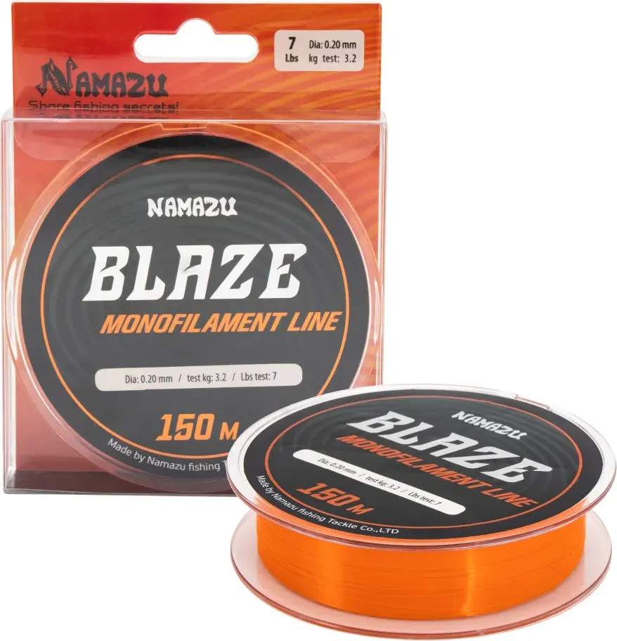 Леска монофильная Namazu Blaze d-0.20мм test-3.2кг / NB150-0.20 (150м, оранжевый) — фото 3