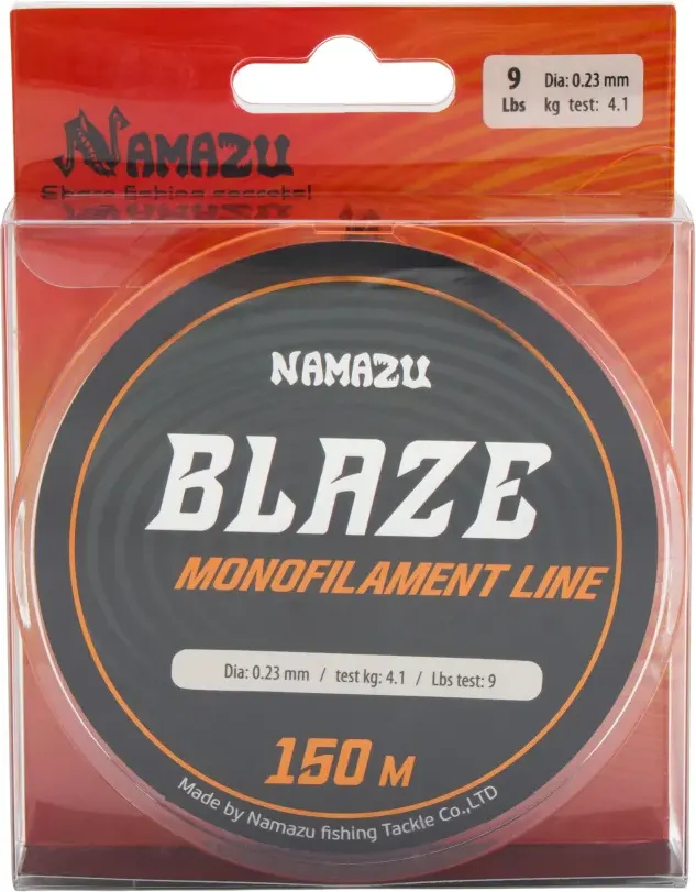 Леска монофильная Namazu Blaze d-0.23мм test-4.1кг / NB150-0.23 (150м, оранжевый) — фото 5
