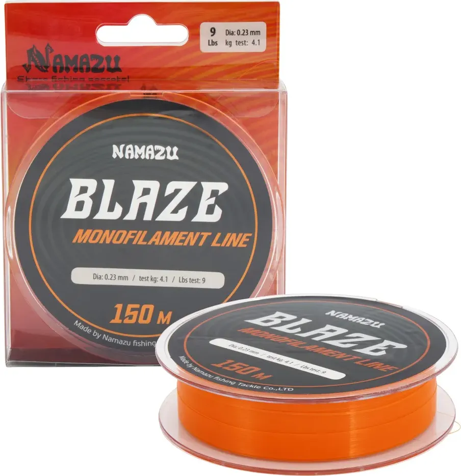 Леска монофильная Namazu Blaze d-0.23мм test-4.1кг / NB150-0.23 (150м, оранжевый) — фото 3