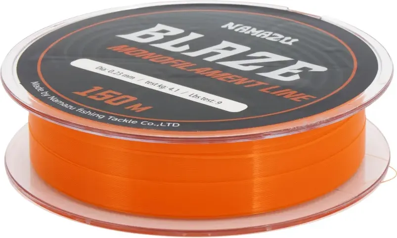 Леска монофильная Namazu Blaze d-0.23мм test-4.1кг / NB150-0.23 (150м, оранжевый) — фото 2
