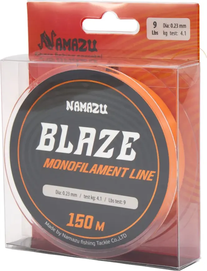 Леска монофильная Namazu Blaze d-0.23мм test-4.1кг / NB150-0.23 (150м, оранжевый) — фото 4