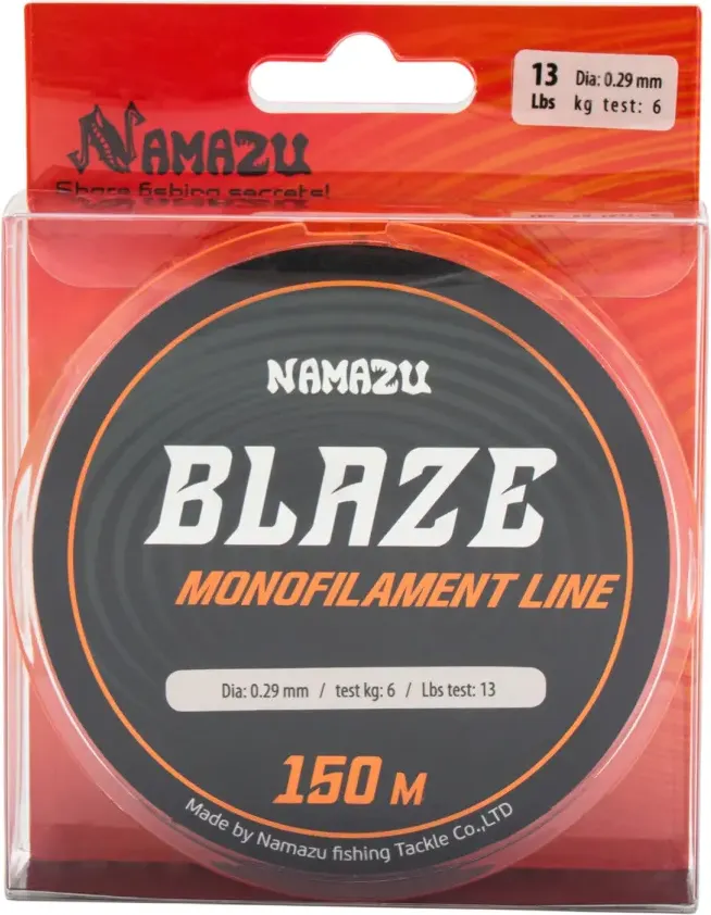 Леска монофильная Namazu Blaze d-0.29мм test-6кг / NB150-0.29 (150м, оранжевый) — фото 5