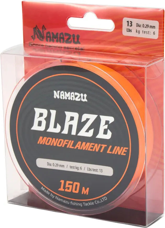 Леска монофильная Namazu Blaze d-0.29мм test-6кг / NB150-0.29 (150м, оранжевый) — фото 4