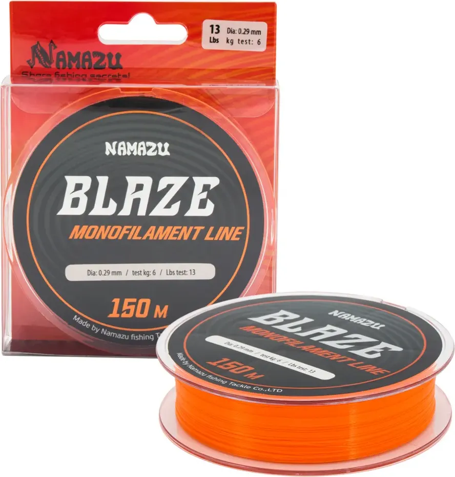 Леска монофильная Namazu Blaze d-0.29мм test-6кг / NB150-0.29 (150м, оранжевый) — фото 3