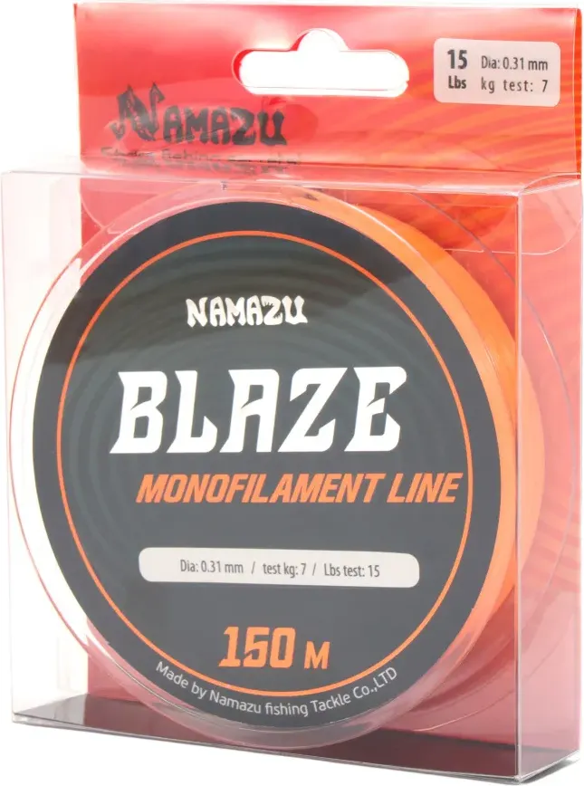 Леска монофильная Namazu Blaze d-0.31мм test-7кг / NB150-0.31 (150м, оранжевый) — фото 4