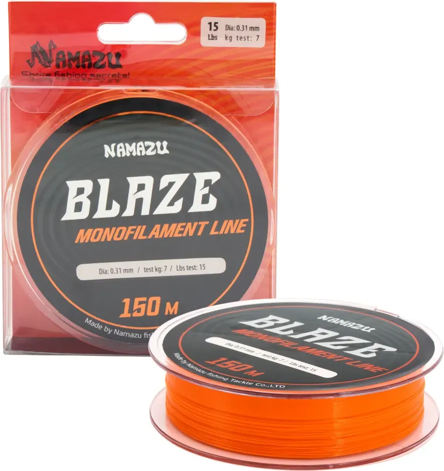 Леска монофильная Namazu Blaze d-0.31мм test-7кг / NB150-0.31 (150м, оранжевый) — фото 3