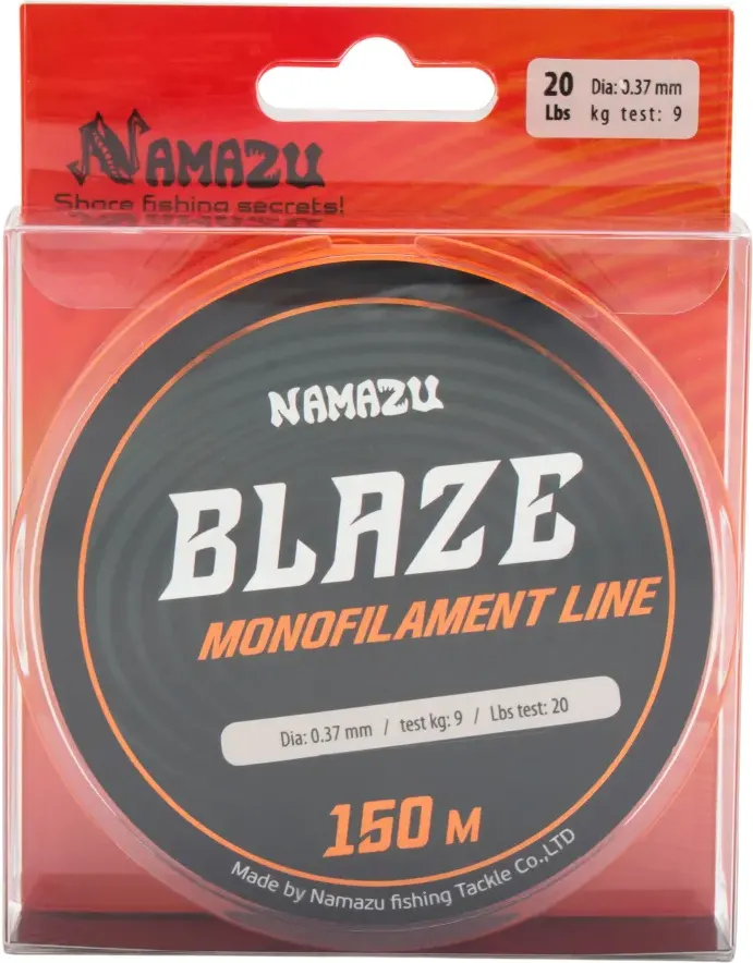 Леска монофильная Namazu Blaze d-0.37мм test-9кг / NB150-0.37 (150м, оранжевый) — фото 4