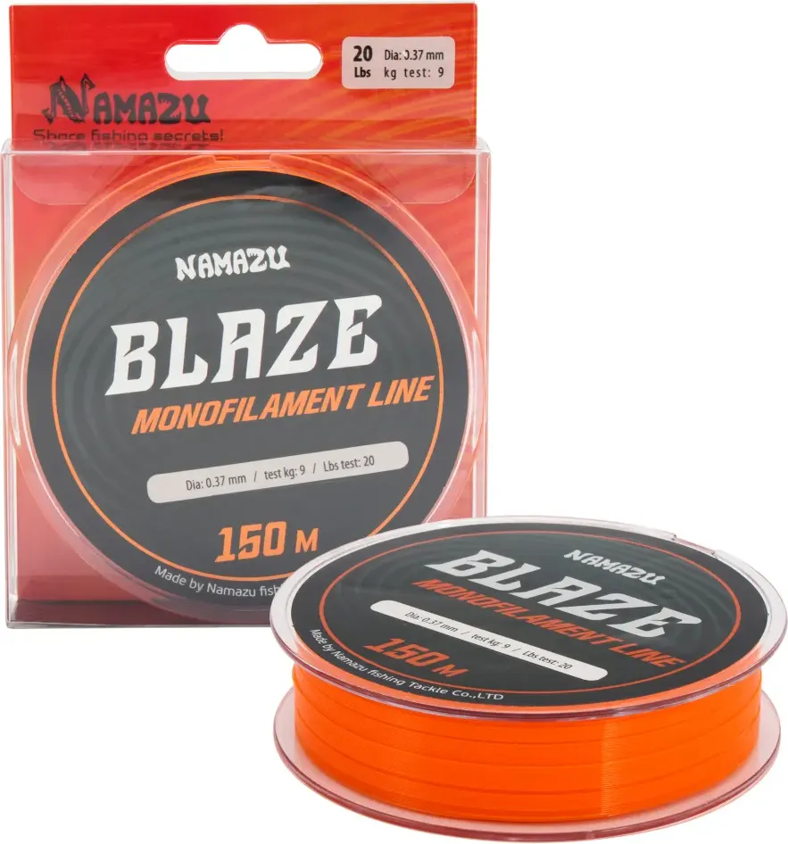 Леска монофильная Namazu Blaze d-0.37мм test-9кг / NB150-0.37 (150м, оранжевый) — фото 3