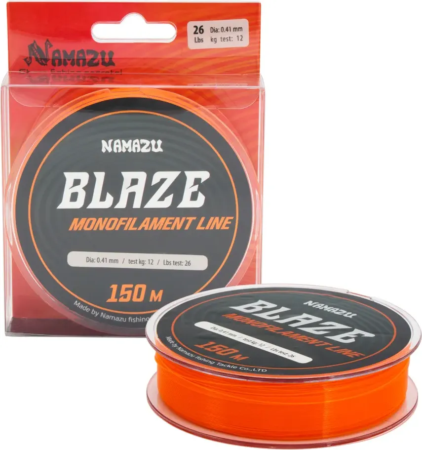 Леска монофильная Namazu Blaze d-0.41мм test-12кг / NB150-0.41 (150м, оранжевый) — фото 3
