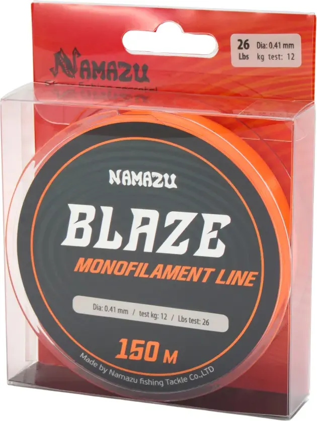 Леска монофильная Namazu Blaze d-0.41мм test-12кг / NB150-0.41 (150м, оранжевый) — фото 4