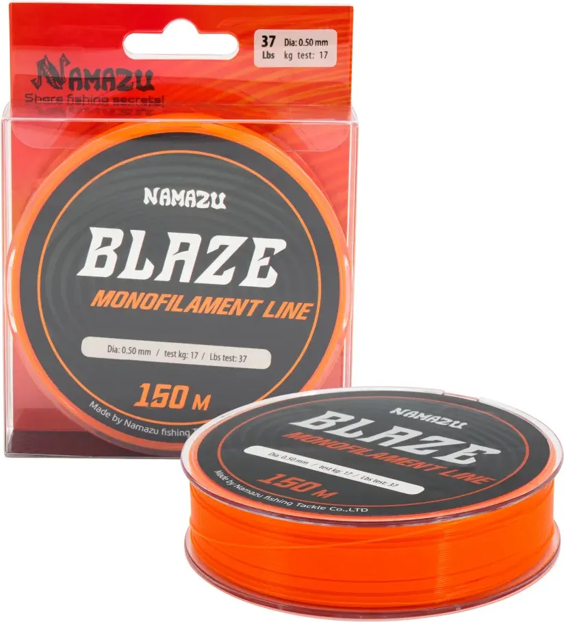 Леска монофильная Namazu Blaze d-0.50мм test-17кг / NB150-0.50 (150м, оранжевый) — фото 3