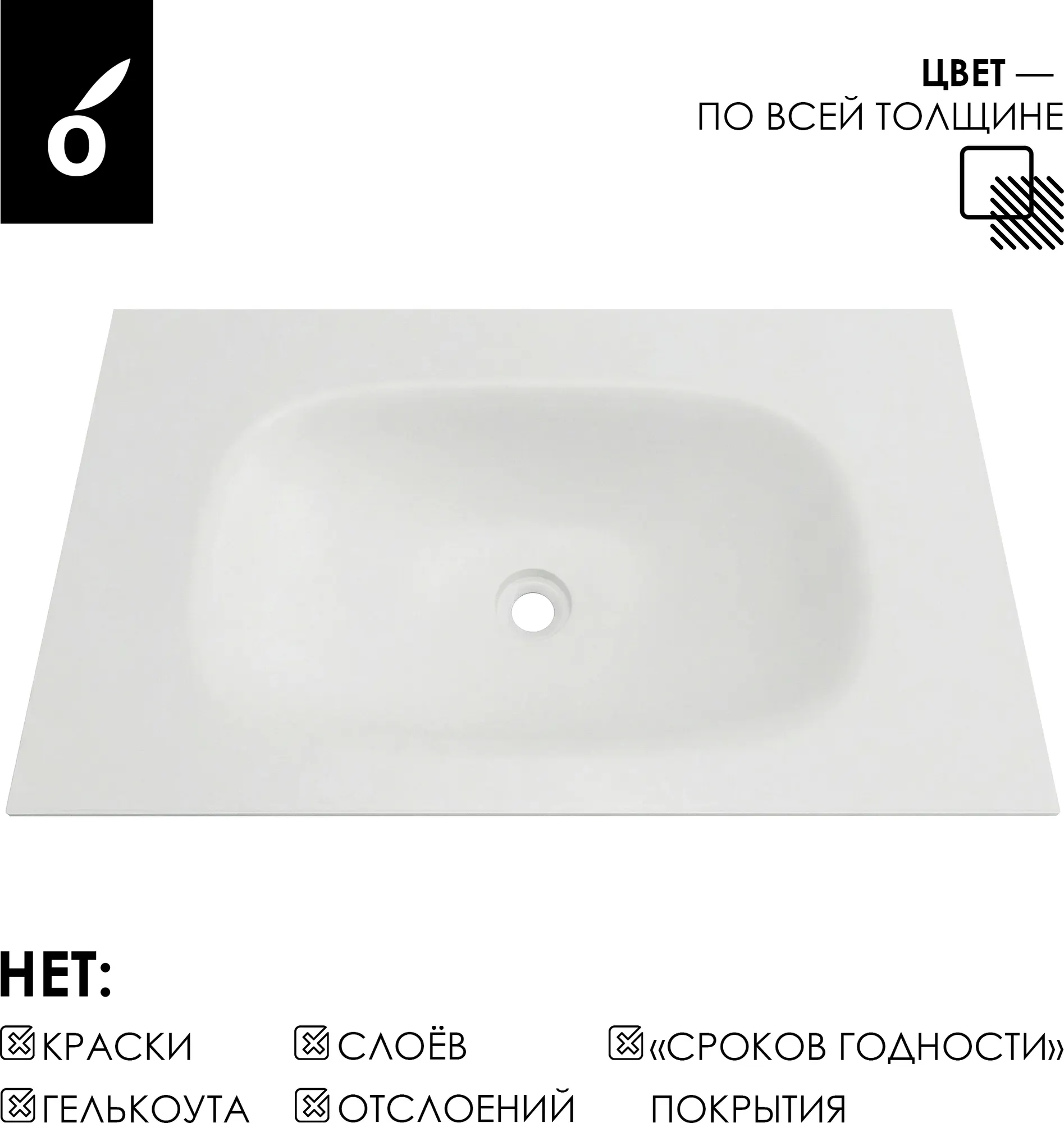 Умывальник Oliveeka Flow F100W (белый) — фото 3