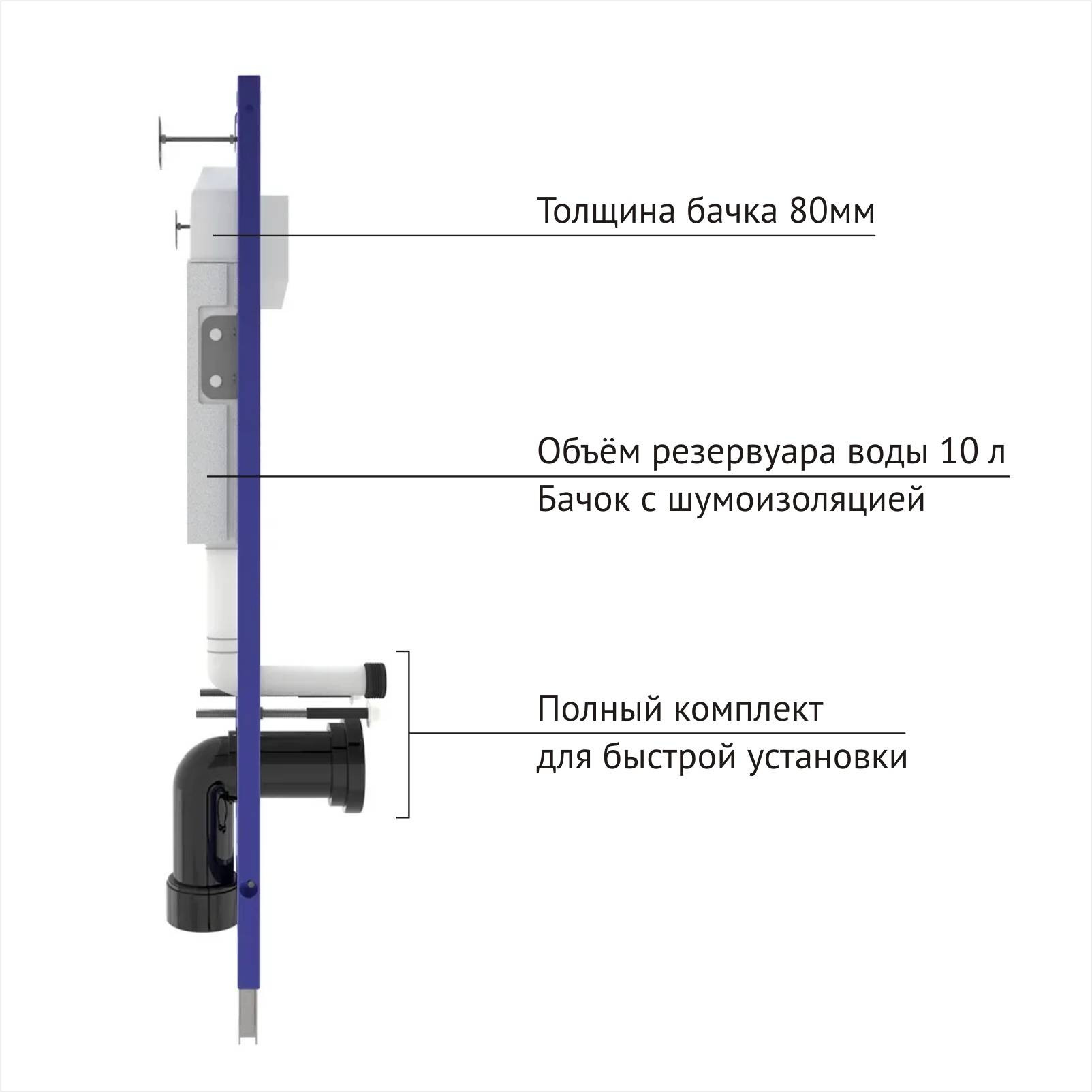 Унитаз подвесной с инсталляцией Visam Okus Rimless + Visam Slim 525 / EX-043390 (с сиденьем) — фото 6