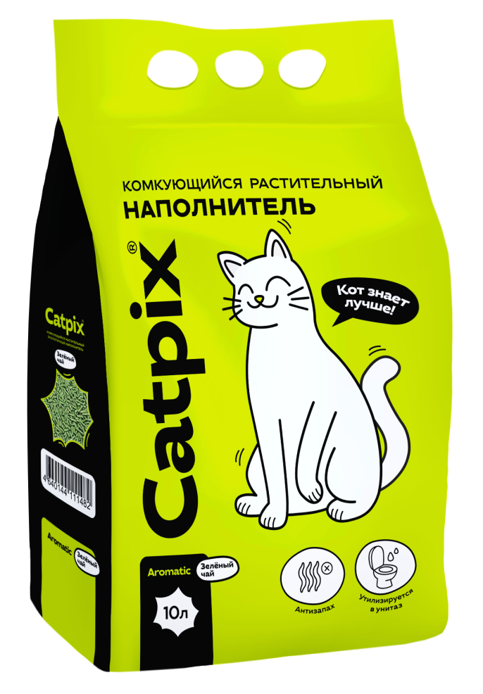 Наполнитель для туалета Catpix Растительный Зеленый Чай (10л) — фото 2