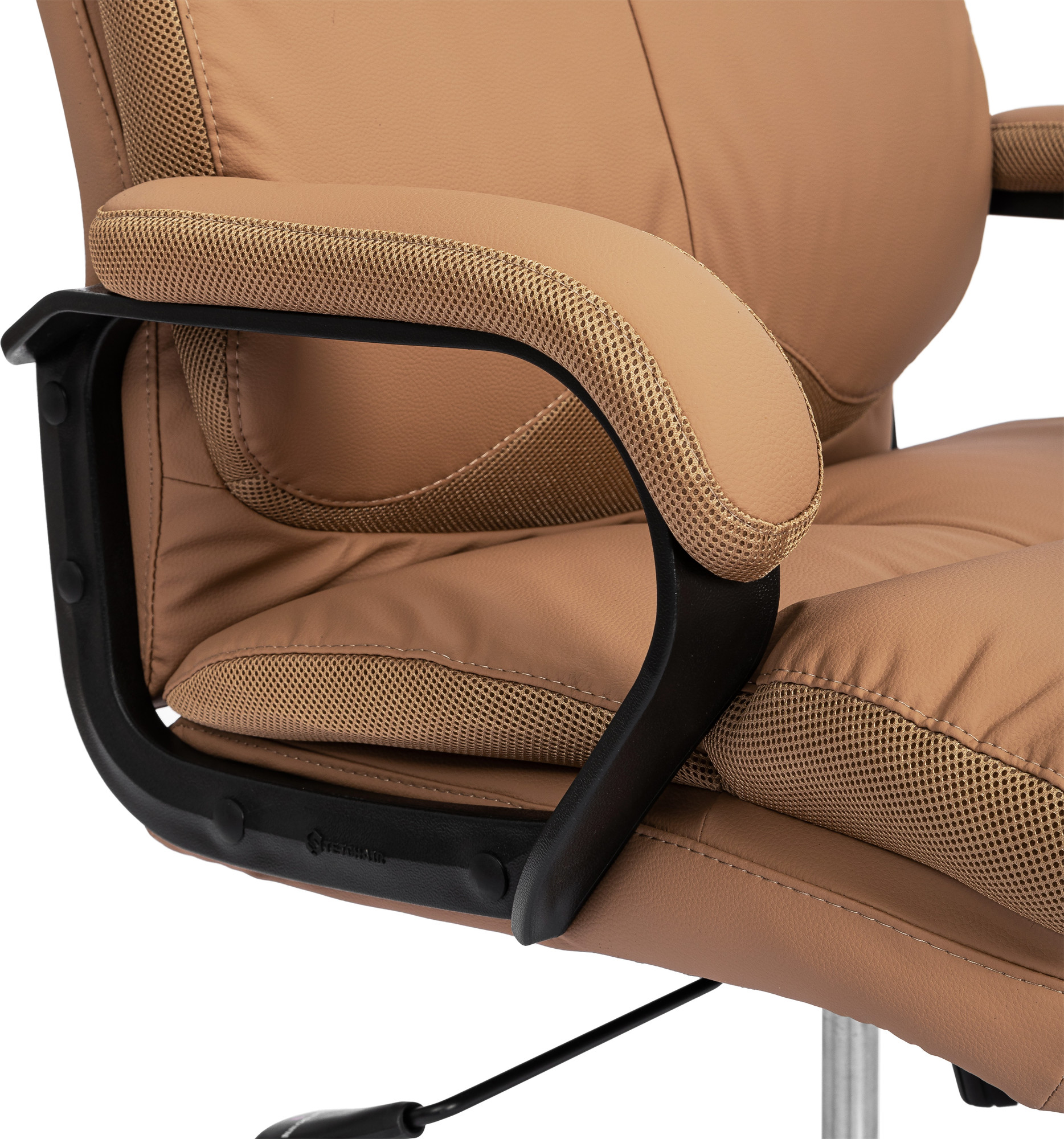 Кресло офисное Tetchair Duke metal BL (кожзам светло-коричневый 13) — фото 6