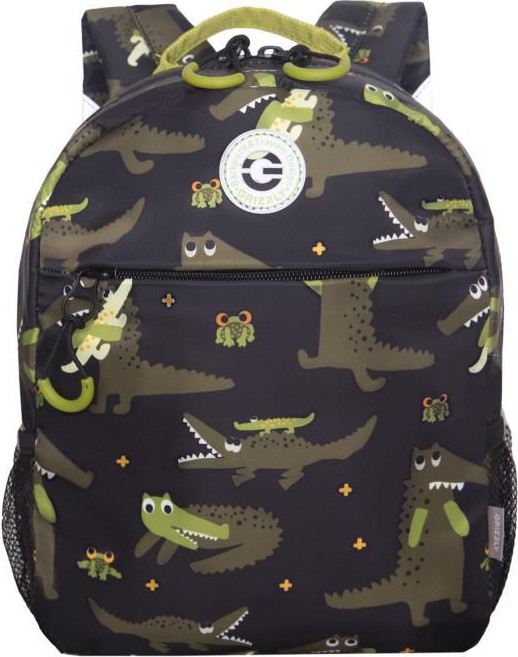 Детский рюкзак Grizzly Крокодилы / RK-677-2 (черный)