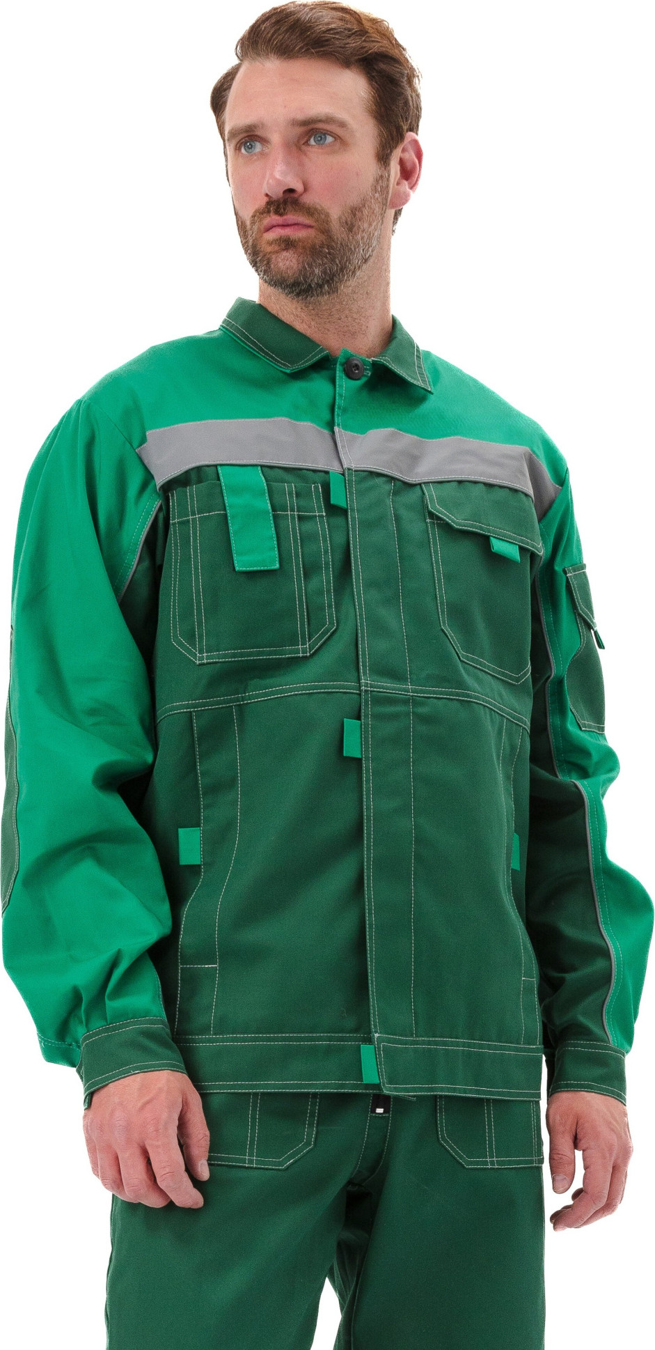 Костюм рабочий УРСУС Рольф Твил-210 КОС122-132 (темно-зеленый/светло-зеленый, 56-58/182-188) — фото 2