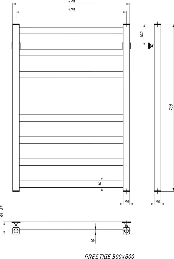 Полотенцесушитель водяной Stinox Prestige 50x80 / pr80bs-1 (сатин) — фото 3