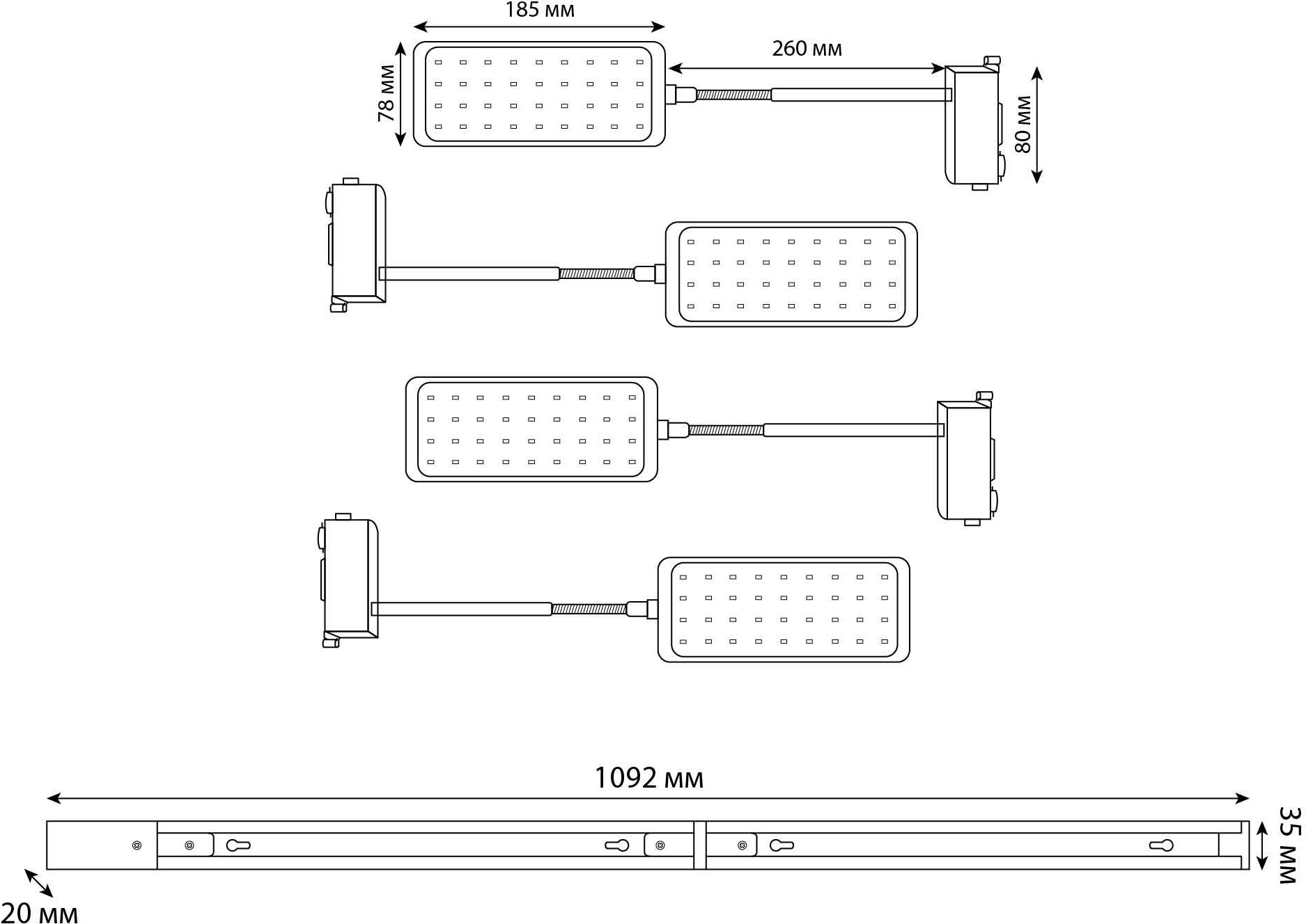 Светильник для растений Uniel ULB-P37-12W/SPFR/K / UL-00012710 (4шт) — фото 6