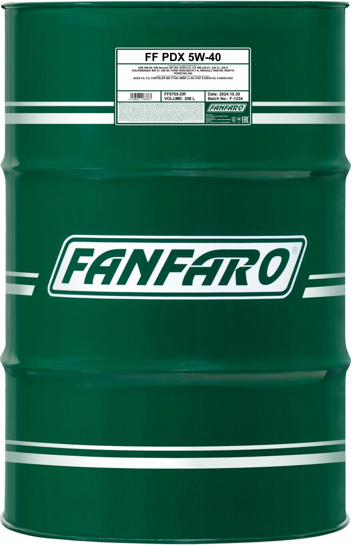 Моторное масло Fanfaro PDX 5W40 SN / 58695 (208л)