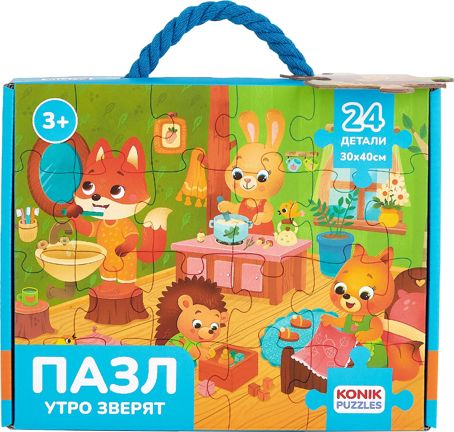 Развивающая игра Konik Puzzles Животные Утро зверят KP0003 (24эл)