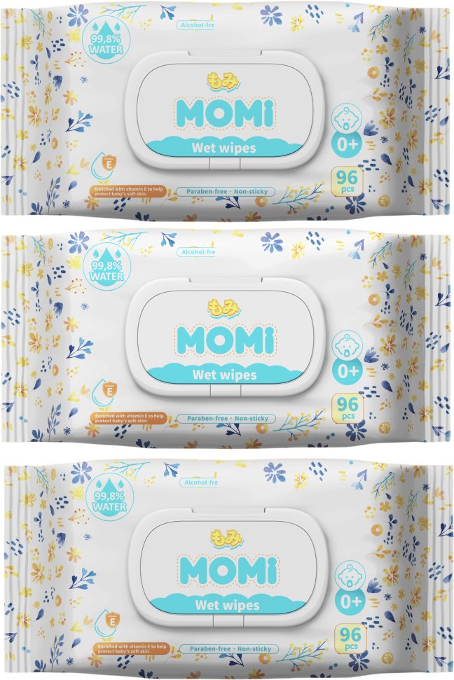 Влажные салфетки детские Momi 3x96шт