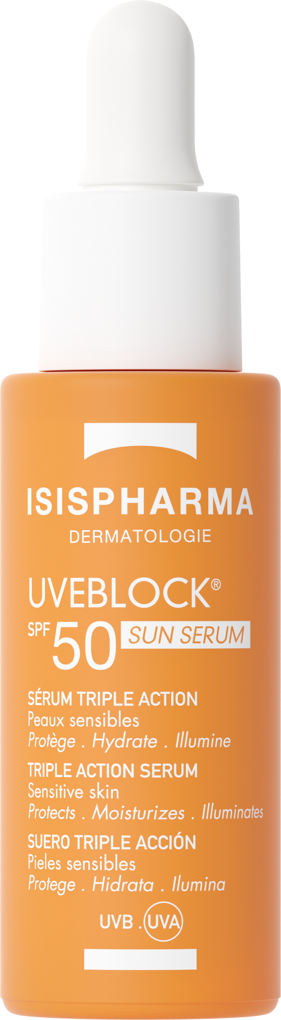 Сыворотка солнцезащитная ISISPHARMA Uveblock Sun Serum SPF 50 с эффектом сияния (28мл)