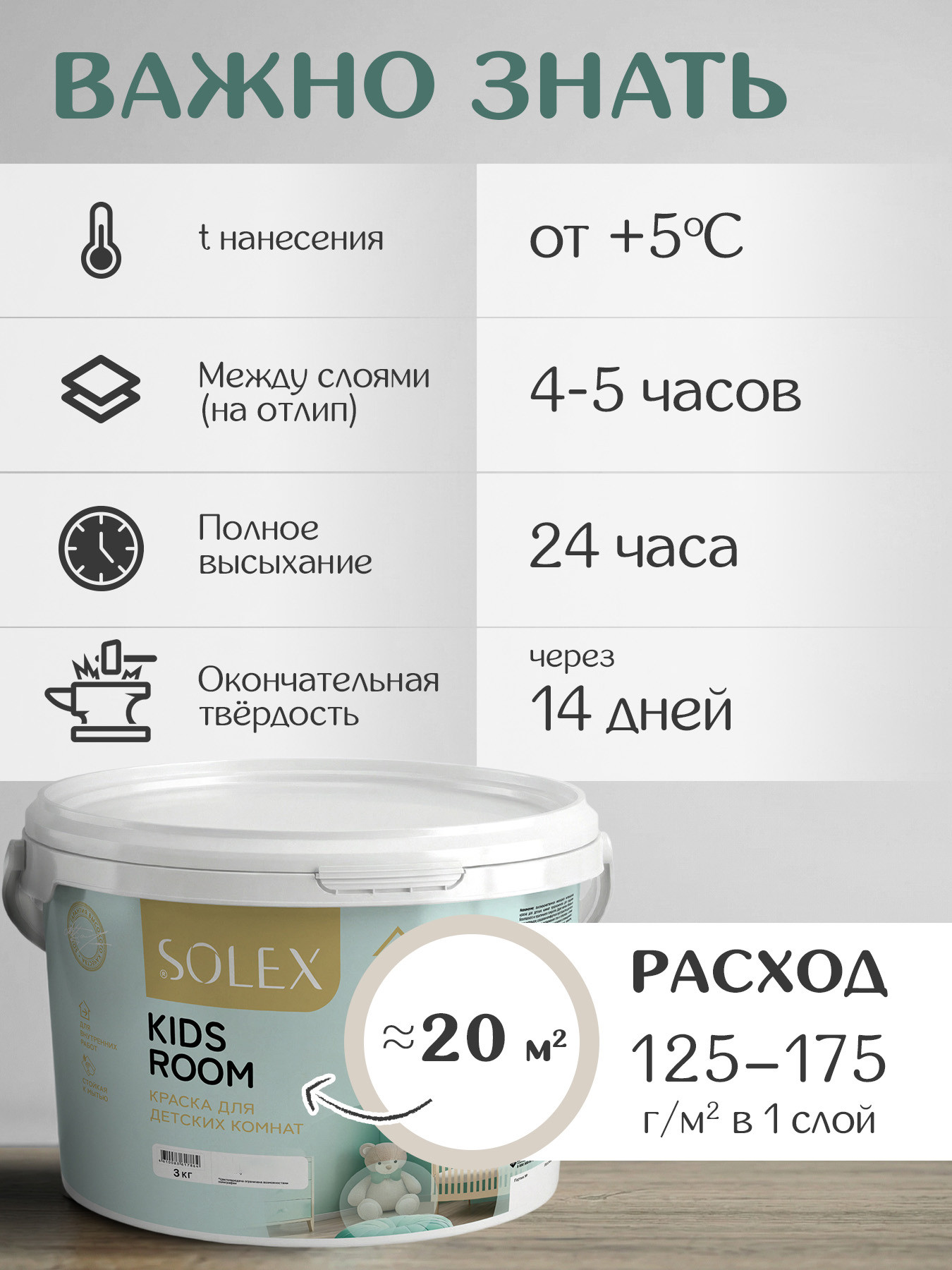 Краска Solex Kids Room (3кг, ванильный зефир) — фото 4