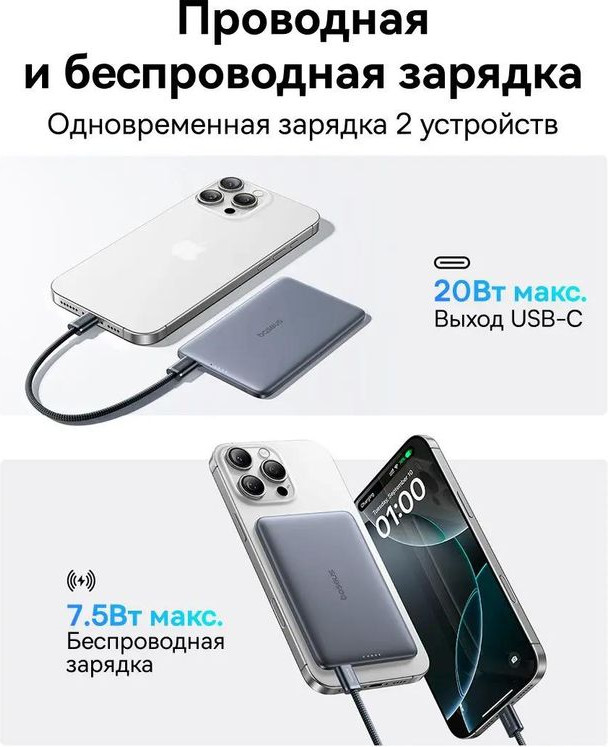 Портативное зарядное устройство Baseus PicoGo AM41 PPKPC-0520 / P1007680C123-00 (черный) — фото 4