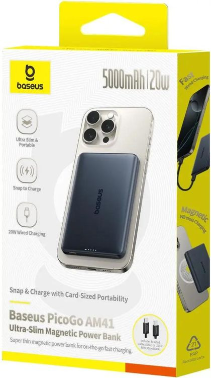 Портативное зарядное устройство Baseus PicoGo AM41 PPKPC-0520 / P1007680C123-00 (черный) — фото 2