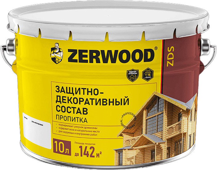 Защитно-декоративный состав Zerwood ZDP Аквалазурь (10кг, сосна)
