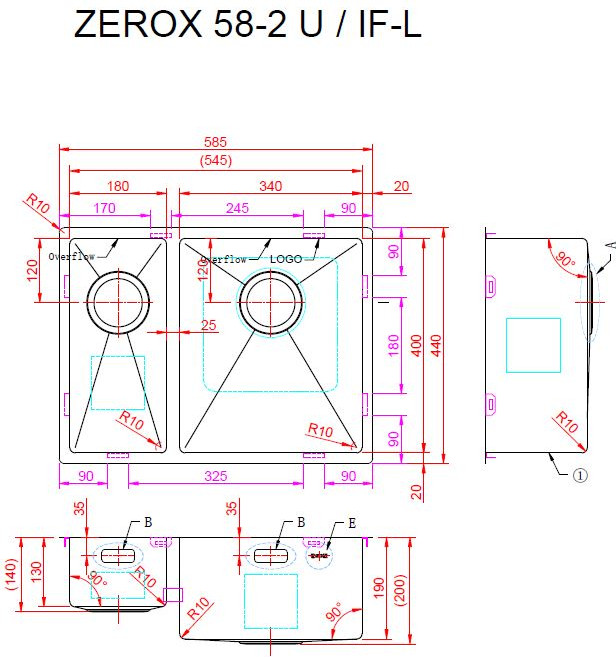 Мойка кухонная ZORG Zerox 58-2 U / IF-L Steel — фото 3