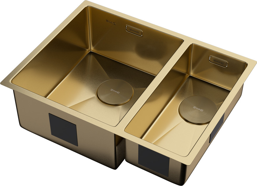 Мойка кухонная ZORG Zerox 58-2 U / IF-R PVD Gold — фото 2