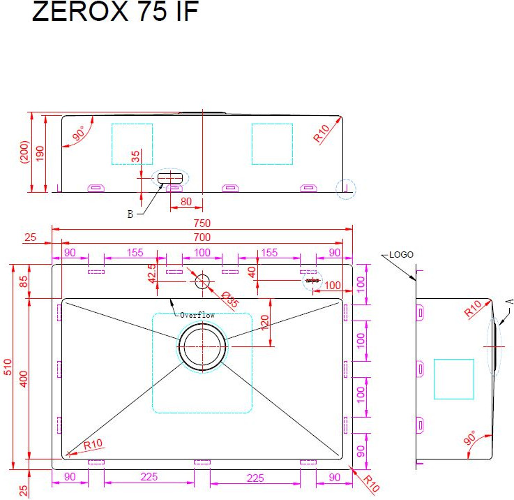 Мойка кухонная ZORG Zerox 75 / IF PVD Gunblack — фото 3