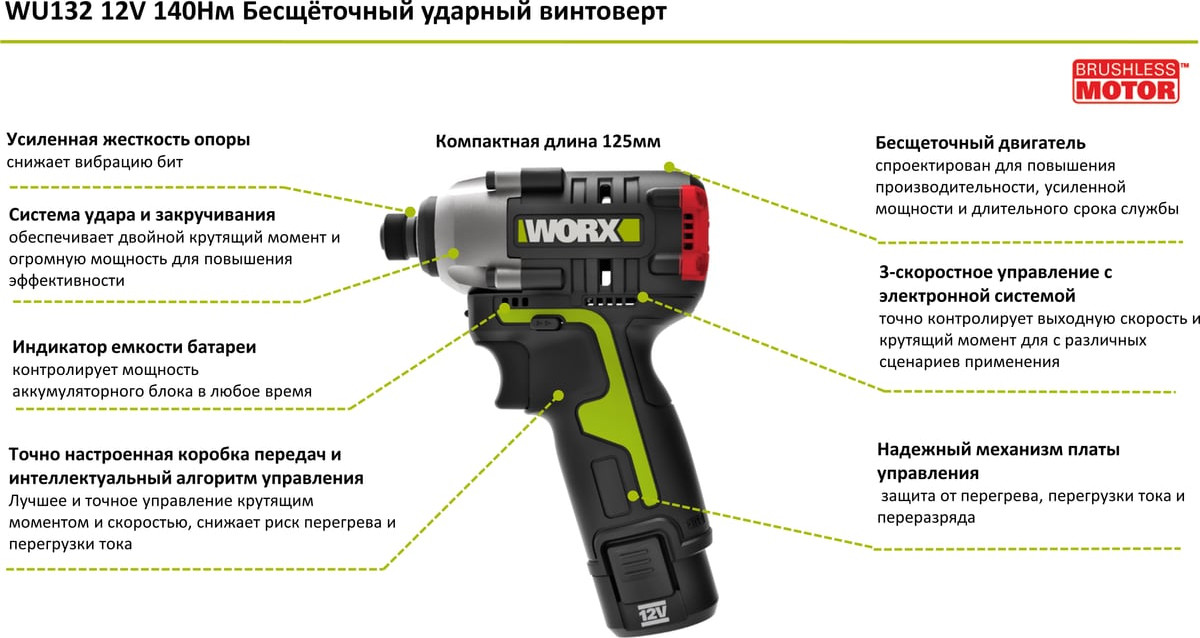 Винтоверт Worx WU132 — фото 2