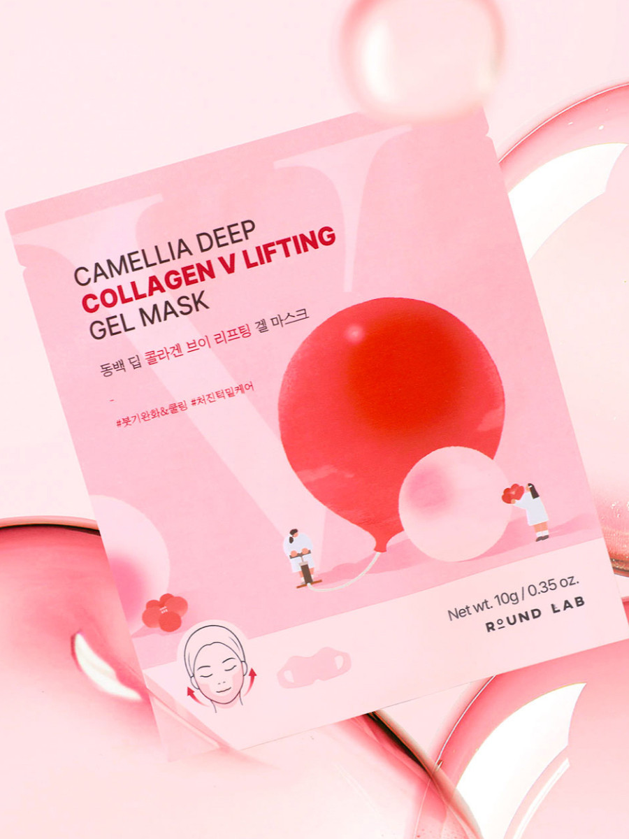 Маска для лица гелевая Round Lab Camellia Deep Collagen V-Lifting (10г) — фото 3