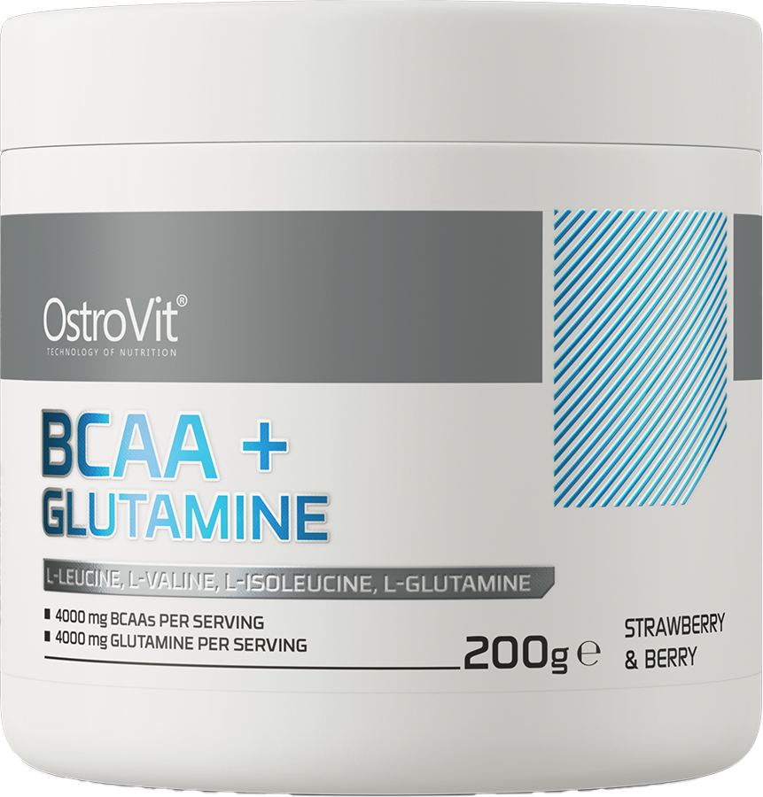 Аминокислоты BCAA OstroVit Glutamine (200г, клубника/ягоды)