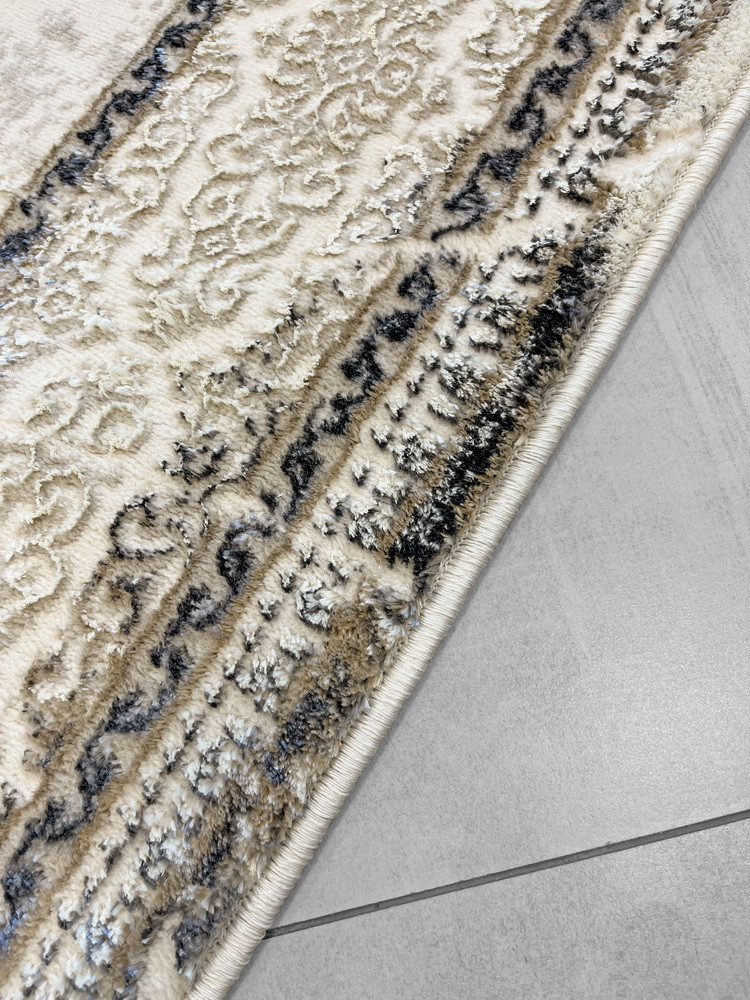 Коврик Behram Vegas T1586RE-CREAM-D.GREY (1.2x1.7) — фото 2